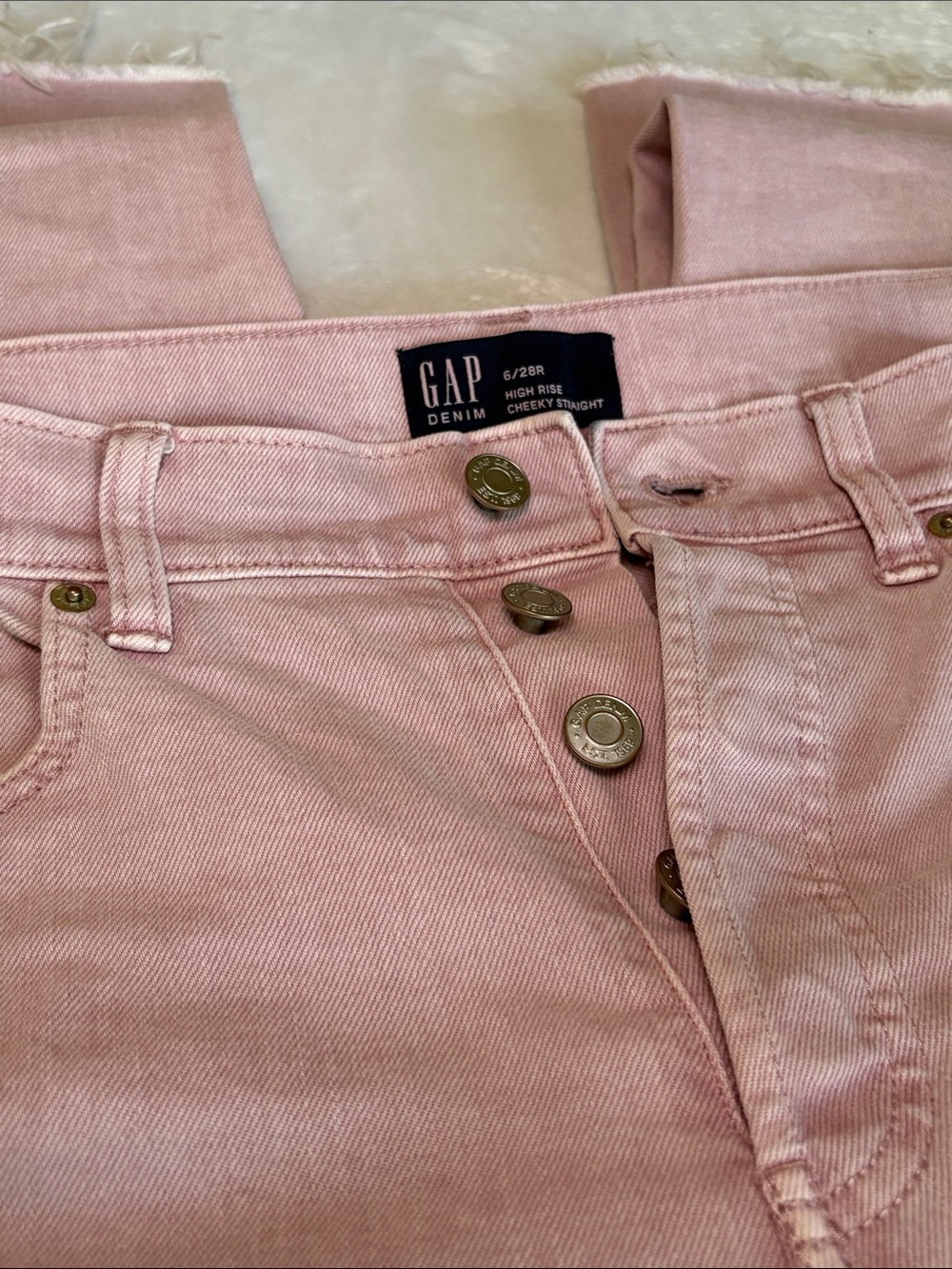 GAP Women’s High Rise Cheeky Straight Light Dusty Pink Denim Jeans 6/28R